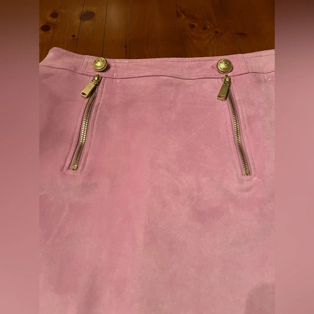 Express Pink and Gold Suede Skirt - Picture 2 of 5